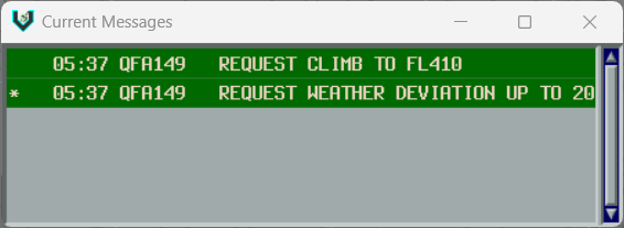 Screenshot of the Current Messages Window